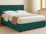 Letto Singolo Verde Petrolio Sfoderabile Contenitore, Dimensione Materasso 90x190 cm - Fiumalbo