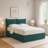 Letto Singolo Verde Petrolio Sfoderabile Contenitore, Dimensione Materasso 90x190 cm - Rosora