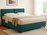 Letto Singolo Verde Petrolio Sfoderabile Contenitore, Dimensione Materasso 90x190 cm - Stazzano