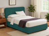 Letto Singolo Verde Petrolio Sfoderabile Contenitore, Dimensione Materasso 90x190 cm - Supino