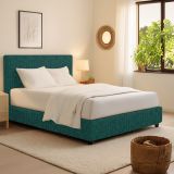 Letto Singolo Verde Petrolio Sfoderabile Contenitore, Dimensione Materasso 90x200 cm - Iudica
