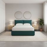Letto Singolo Verde Petrolio Sfoderabile Contenitore, Dimensione Materasso 90x200 cm - Lapedona