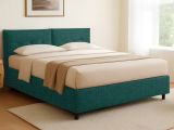 Letto Singolo Verde Petrolio Sfoderabile Contenitore, Dimensione Materasso 90x200 cm - Nocara