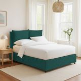 Letto Singolo Verde Petrolio Sfoderabile Contenitore, Dimensione Materasso 90x200 cm - Oncino