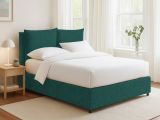 Letto Singolo Verde Petrolio Sfoderabile Contenitore, Dimensione Materasso 90x200 cm - Oncino