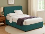 Letto Singolo Verde Petrolio Sfoderabile Contenitore, Dimensione Materasso 90x200 cm - Serrone