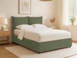 Letto Singolo Verde Sfoderabile Contenitore, Dimensione Materasso 90x190 cm - Rosora