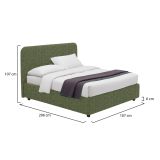 Letto Singolo Verde Sfoderabile Contenitore, Dimensione Materasso 90x190 cm - Supino