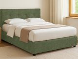 Letto Singolo Verde Sfoderabile Contenitore, Dimensione Materasso 90x200 cm - Cerzeto