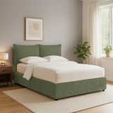 Letto Singolo Verde Sfoderabile Contenitore, Dimensione Materasso 90x200 cm - Lapedona