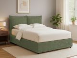 Letto Singolo Verde Sfoderabile Contenitore, Dimensione Materasso 90x200 cm - Lapedona