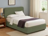 Letto Singolo Verde Sfoderabile Contenitore, Dimensione Materasso 90x200 cm - Serrone
