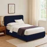 Letto Singolo Viola Scuro Sfoderabile Contenitore, Dimensione Materasso 90x190 cm - Supino
