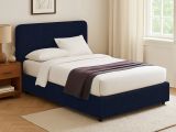 Letto Singolo Viola Scuro Sfoderabile Contenitore, Dimensione Materasso 90x190 cm - Supino