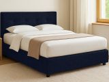 Letto Singolo Viola Scuro Sfoderabile Contenitore, Dimensione Materasso 90x200 cm - Cerzeto