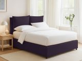 Letto Singolo Viola Sfoderabile Contenitore, Dimensione Materasso 90x190 cm - Ripi