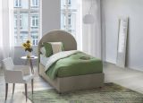 Letto singolo Vittoria, Letto contenitore con rivestimento in ecopelle, 100% Made in Italy, Apertura laterale, con materasso Cm 80x190 incluso, Tortora