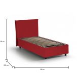 Letto una piazza con contenitore rosso 95x205 - Acuila