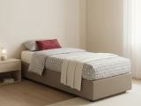 Letto una piazza con contenitore tortora 105x215 - Ayla