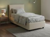 Letto una piazza contenitore beige 105x205cm rivestimento in tessuto - Arminius