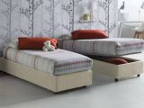 Letto una piazza contenitore beige 105x215cm rivestimento in tessuto - Aribal