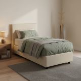 Letto una piazza contenitore beige 95x215cm adatto per materasso 80x200 cm - Shana