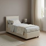 Letto una piazza contenitore beige 95x215cm rivestimento in tessuto - Boudicca