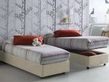 Letto una piazza contenitore beige 95x215cm sfoderabile - Ava