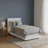 Letto una piazza contenitore bianco 105x205cm rivestimento in ecopelle - Bernarda