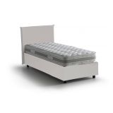 Letto una piazza contenitore bianco 105x205cm rivestimento in ecopelle - Bernarda
