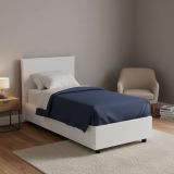 Letto una piazza contenitore bianco 95x215cm rivestimento in ecopelle - Domnitor