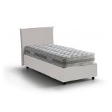 Letto una piazza contenitore bianco 95x215cm rivestimento in ecopelle - Domnitor