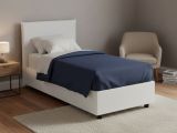Letto una piazza contenitore bianco 95x215cm rivestimento in ecopelle - Domnitor