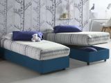 Letto una piazza contenitore blu 105x215cm rivestimento in tessuto - Aribal