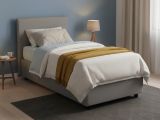 Letto una piazza contenitore grigio 105x215cm materasso incluso - Alison