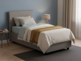 Letto una piazza contenitore grigio 95x215cm rivestimento in tessuto - Boudicca