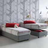 Letto una piazza contenitore grigio 95x215cm sfoderabile - Ava