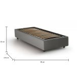 Letto una piazza contenitore grigio 95x215cm sfoderabile - Ava