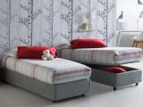 Letto una piazza contenitore grigio 95x215cm sfoderabile - Ava