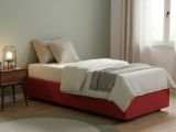 Letto una piazza contenitore rosso 105x205cm materasso incluso - Addison