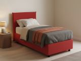 Letto una piazza contenitore rosso 105x215cm rivestimento in tessuto - Alder