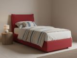 Letto una piazza contenitore rosso 95x205cm rivestimento in tessuto - Aphrodite