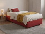 Letto una piazza contenitore rosso 95x215cm materasso incluso - Avova