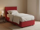 Letto una piazza contenitore rosso 95x215cm rivestimento in tessuto - Shana