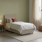 Letto una piazza contenitore tortora 105x205cm rivestito in ecopelle - UmmHakim