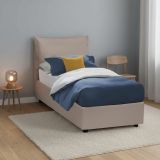Letto una piazza contenitore tortora 95x215cm rivestito in ecopelle - Perpetue