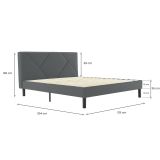 Letto una Piazza e Mezza 120x190 cm Imbottito Moderno Grigio con Rete a Doghe e Vano Testiera Salvaspazio 129x204x100h – Hemera