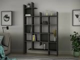 Libreria 18 ripiani antracite 122x188h cm - Achela