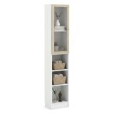 Libreria 4 ripiani bianca e quercia 40x203h cm - Greg