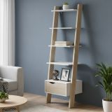 Libreria 4 ripiani bianca e quercia 55x180h cm - Acascia